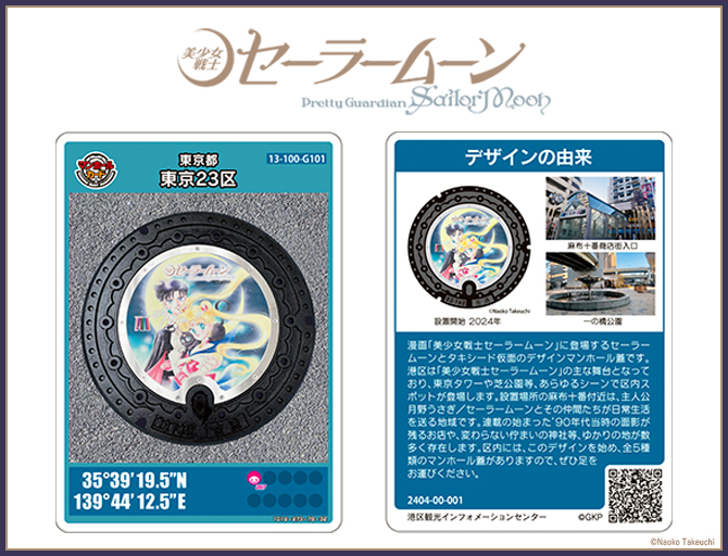 dwie strony karty kolekcjonerskiej z pokrywą studzienki kanalizacyjnej